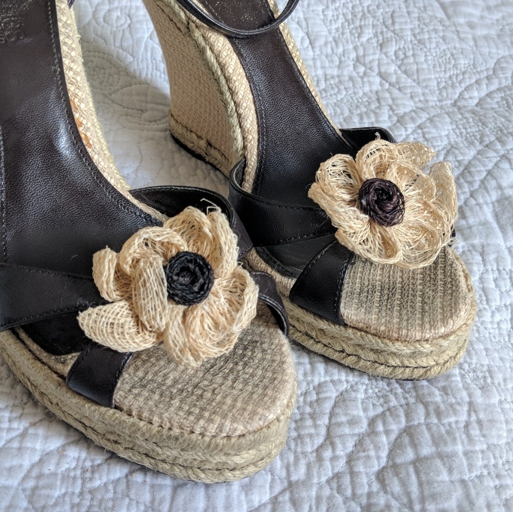 Charles David Brown Summer Wedge Sandals